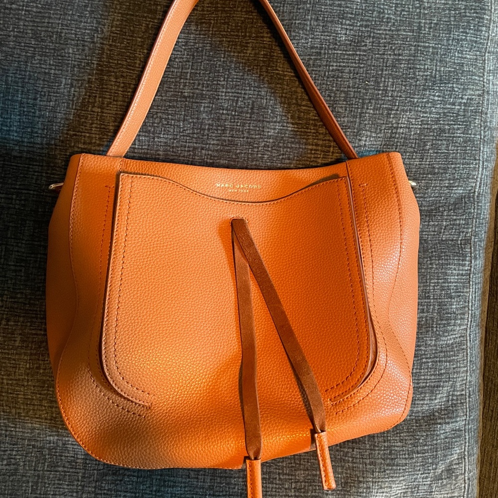 Marc Jacobs Orange Pebbled Leather Shoulder Tote